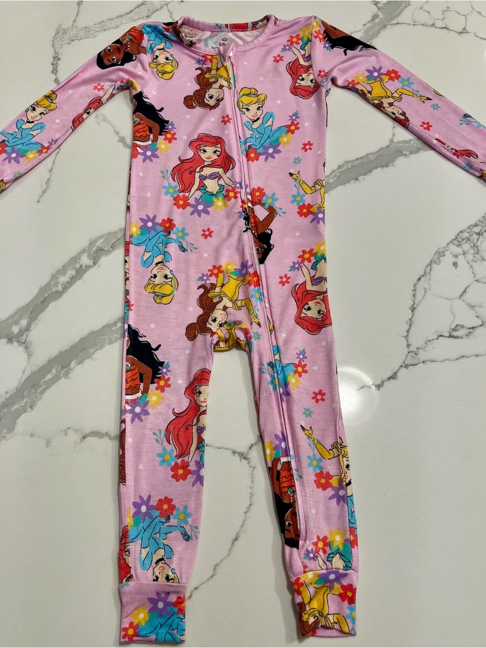 DISNEY Girls' Pink Princess Floral One-Piece Pajamas❤️❤️